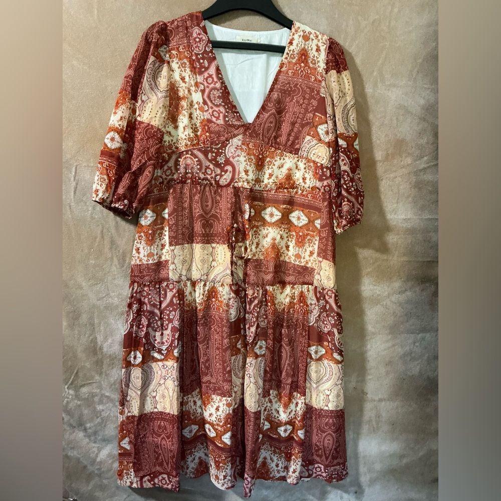 Bohemian Patchwork Dress-Large - Picture 3 of 9